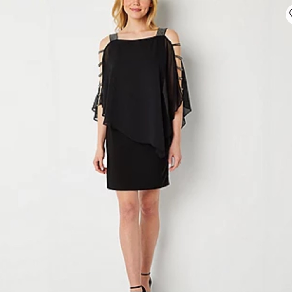 MSK 3/4 Sleeve Embellished Cape Sheath Dress Size Large NWOT
